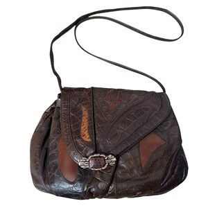 Vintage Fifth Avenue Brown Leather Patchwork Crossbody Bag